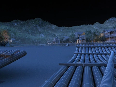 Lakeside night view 3D Model