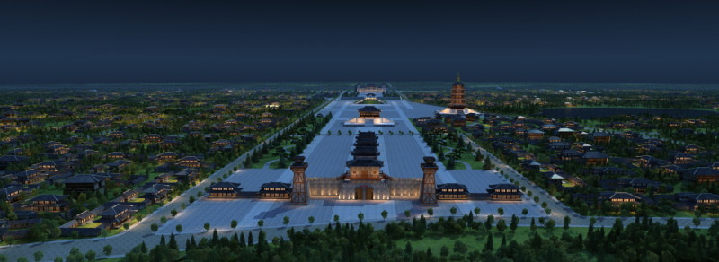Night view of the ancient city 3D Model .c4d .max .obj .3ds .fbx .stl .blend 