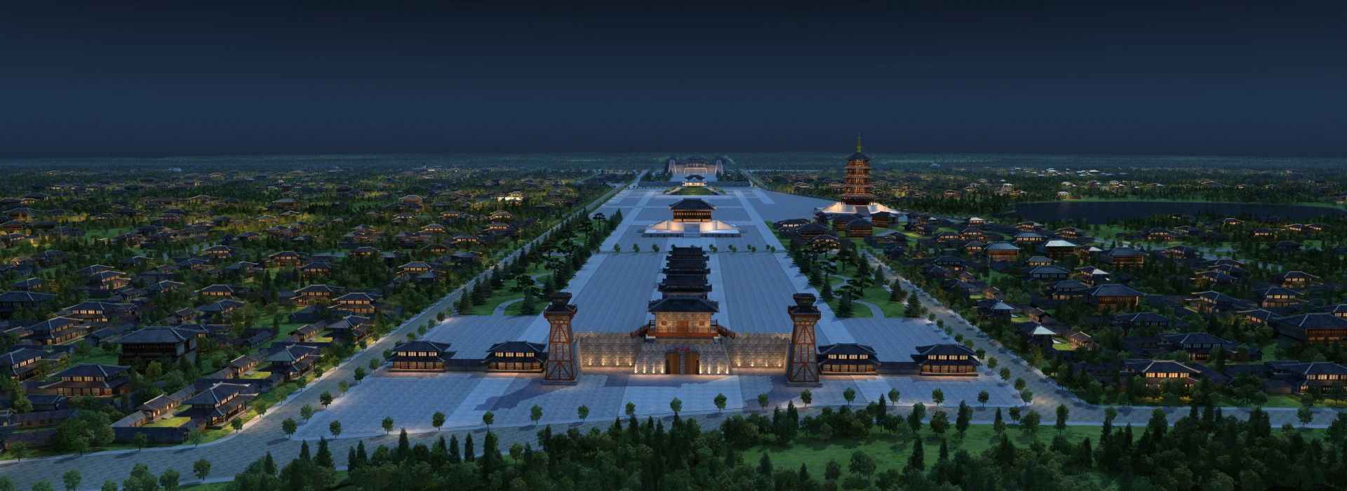 Night view of the ancient city 3D Model .c4d .max .obj .3ds .fbx .stl .blend