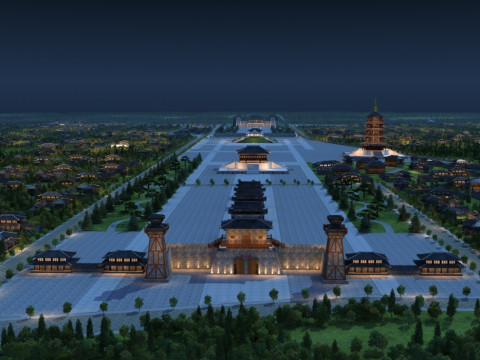 Night view of the ancient city Modelo 3D