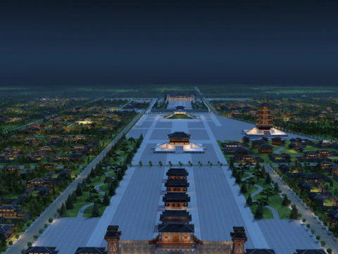 Night view of the ancient city 3D Model