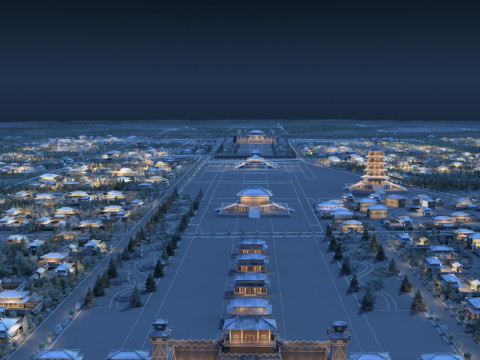 Night view of the ancient city 3D Model