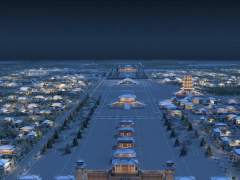 Night view of the ancient city 3D Model