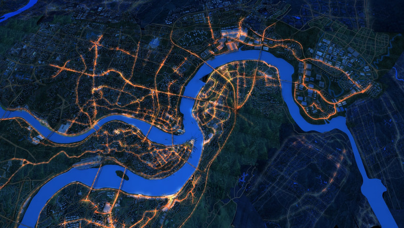 Town night view 3D 모델 .c4d .max .obj .3ds .fbx .stl .blend 