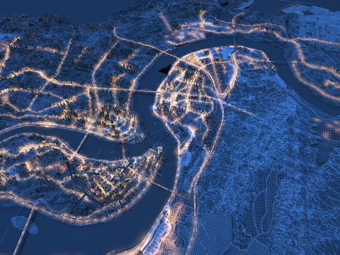 Town night view 3D 모델