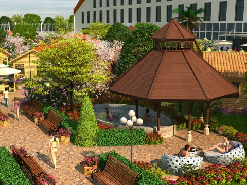 Парк с аттракционами 3D Модель