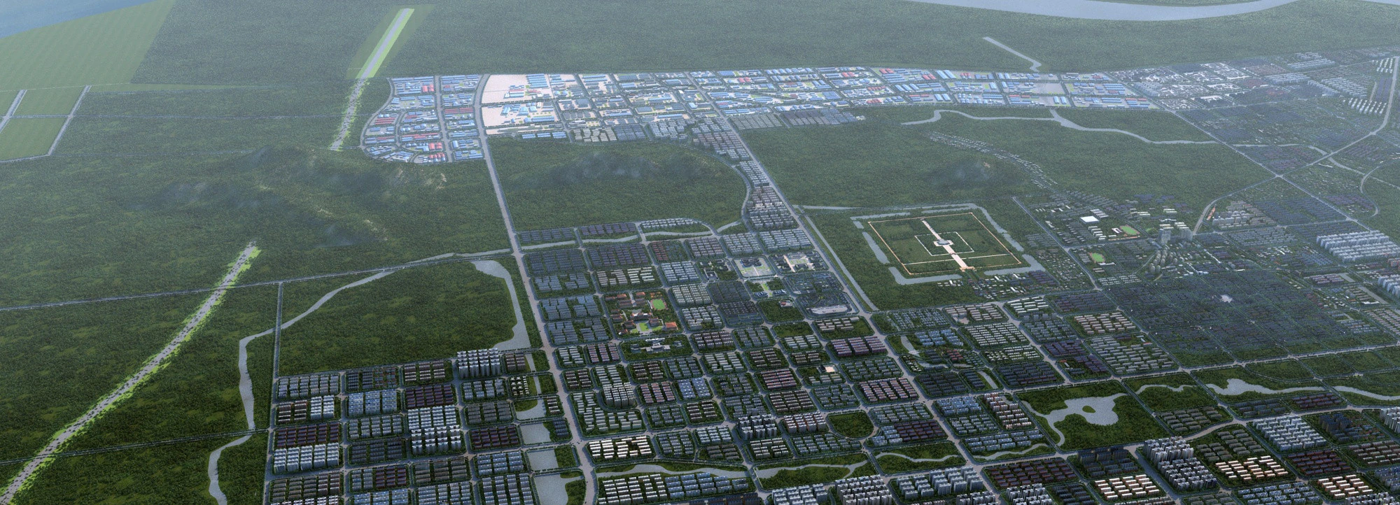 Birds eye view of the city 3D Model .c4d .max .obj .3ds .fbx .stl .blend 
