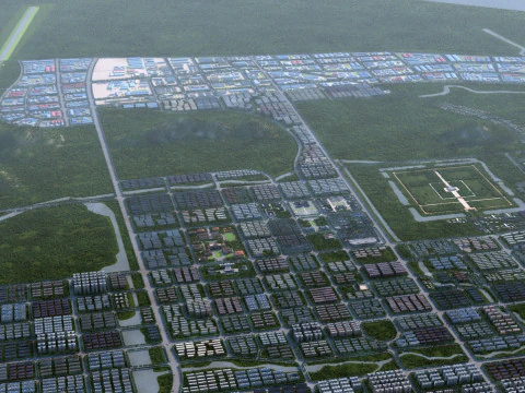 도시의 조감도 3D 모델