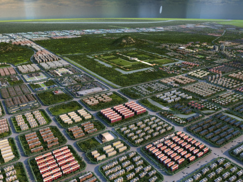 Birds eye view of the city Model 3D