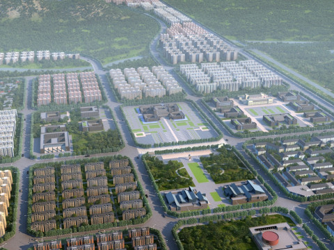 Birds eye view of the city Model 3D
