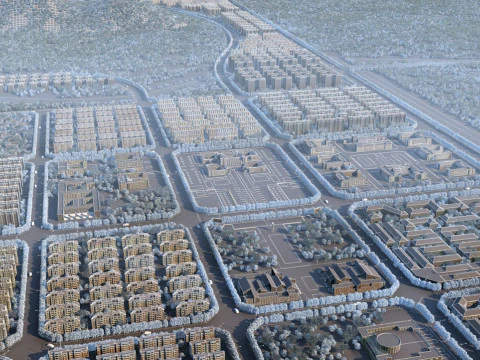 Birds eye view of the city 3D Model
