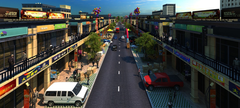 Commercial street 3D Model .c4d .max .obj .3ds .fbx .stl .blend 