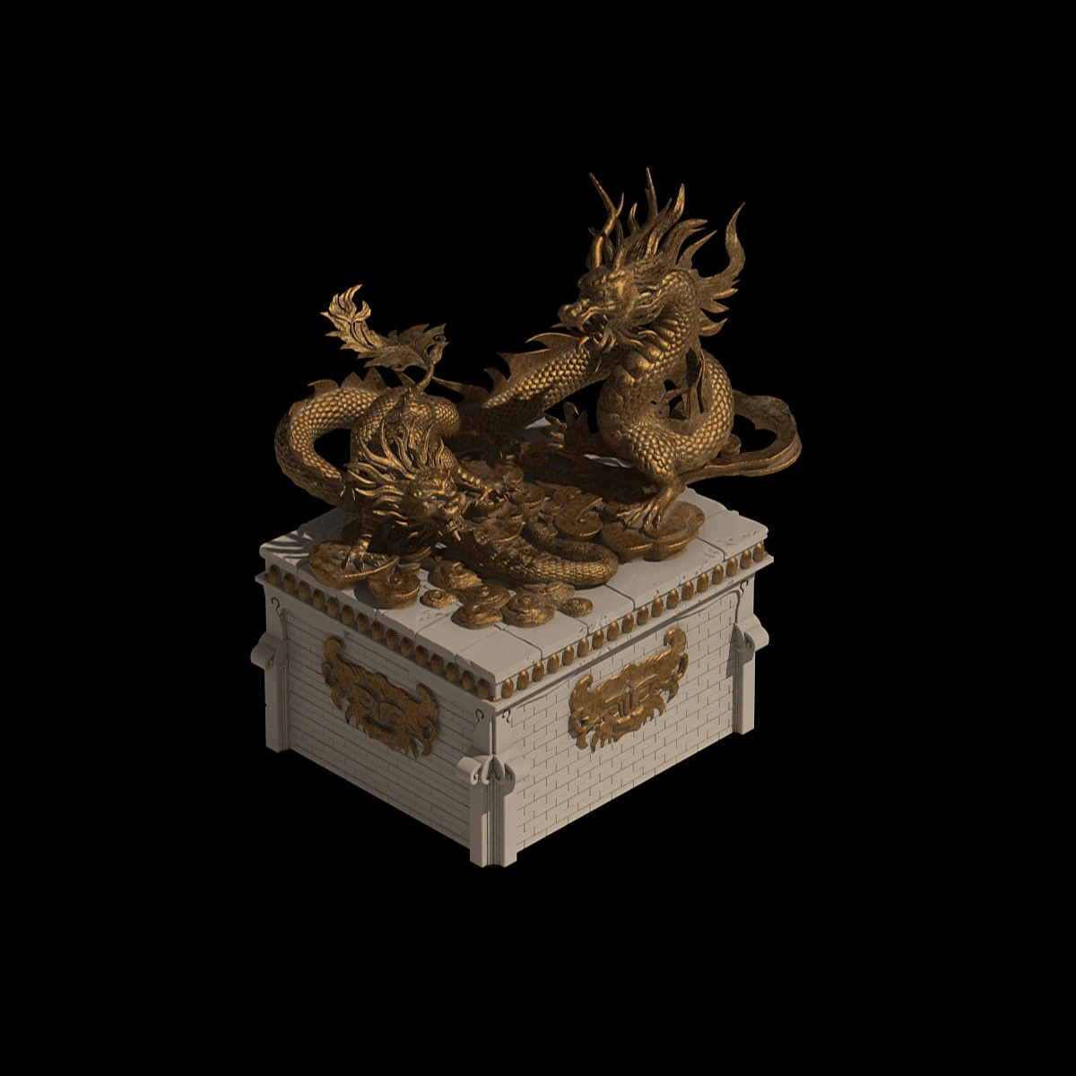 Dragon Sculpture 3D Model .c4d .max .obj .3ds .fbx .stl .blend