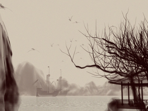 Ink painting Modello 3D