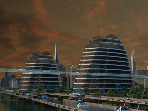 Futuristic city Modelo 3D