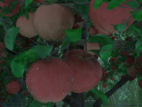 Verger de pommiers Modèle 3D