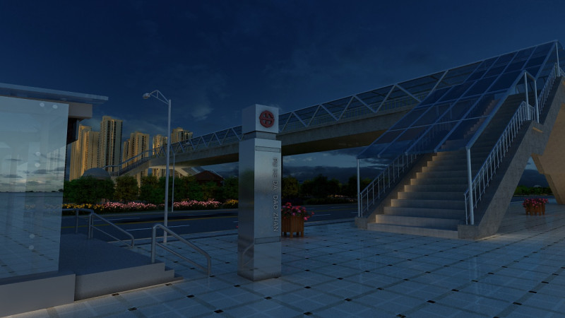 Street crossing overpass 3D Model .c4d .max .obj .3ds .fbx .stl .blend 