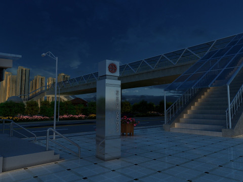 Street crossing overpass 3D 모델