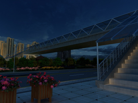 Street crossing overpass 3D Model