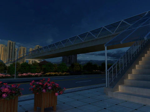 Street crossing overpass 3D Model