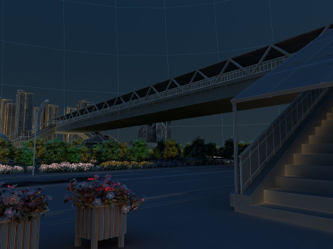 Street crossing overpass 3D Model