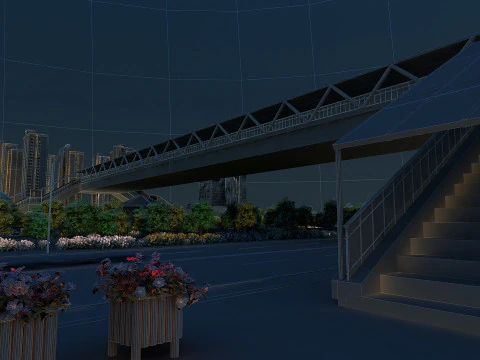 Street crossing overpass 3D Model