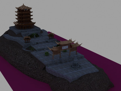 Yellow Crane Tower 3D Model