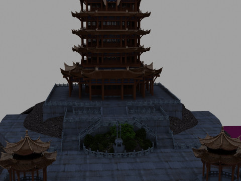 Yellow Crane Tower 3D Model