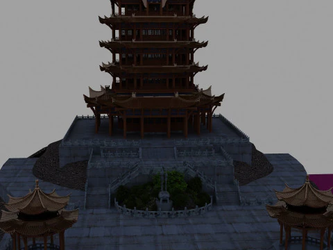 Yellow Crane Tower 3D Model
