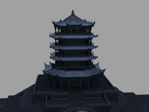 Yellow Crane Tower 3D Model