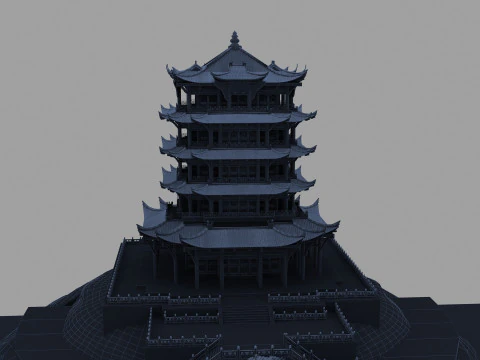 Yellow Crane Tower 3D Model