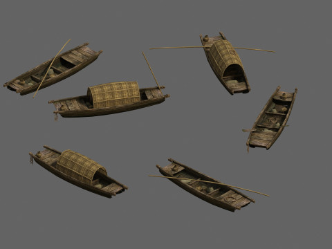 Boat with a dark awning Modelo 3D