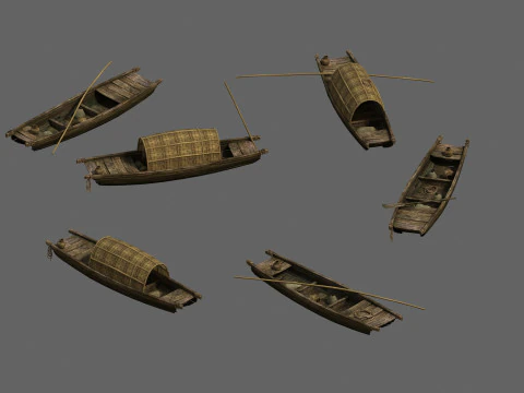 Човен з темним тентом 3D Модель