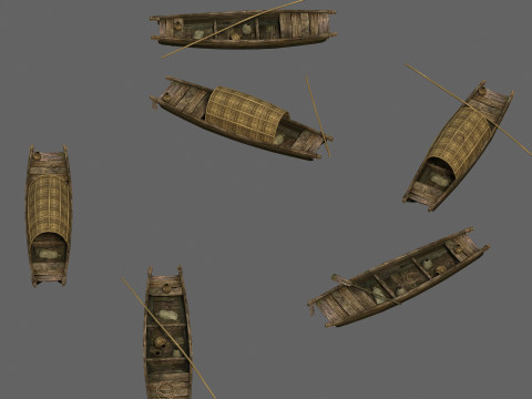 Boat with a dark awning 3D Модель