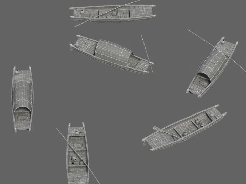 Boat with a dark awning 3D Модель