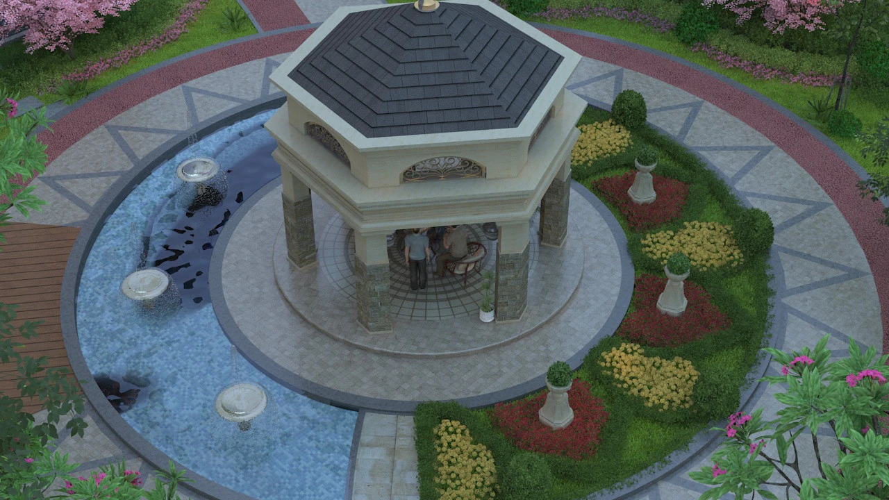 Pavilion 3D Model .c4d .max .obj .3ds .fbx .stl .blend 