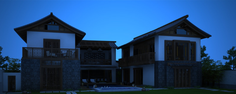 Villa 3D 模型 .c4d .max .obj .3ds .fbx .stl .blend 