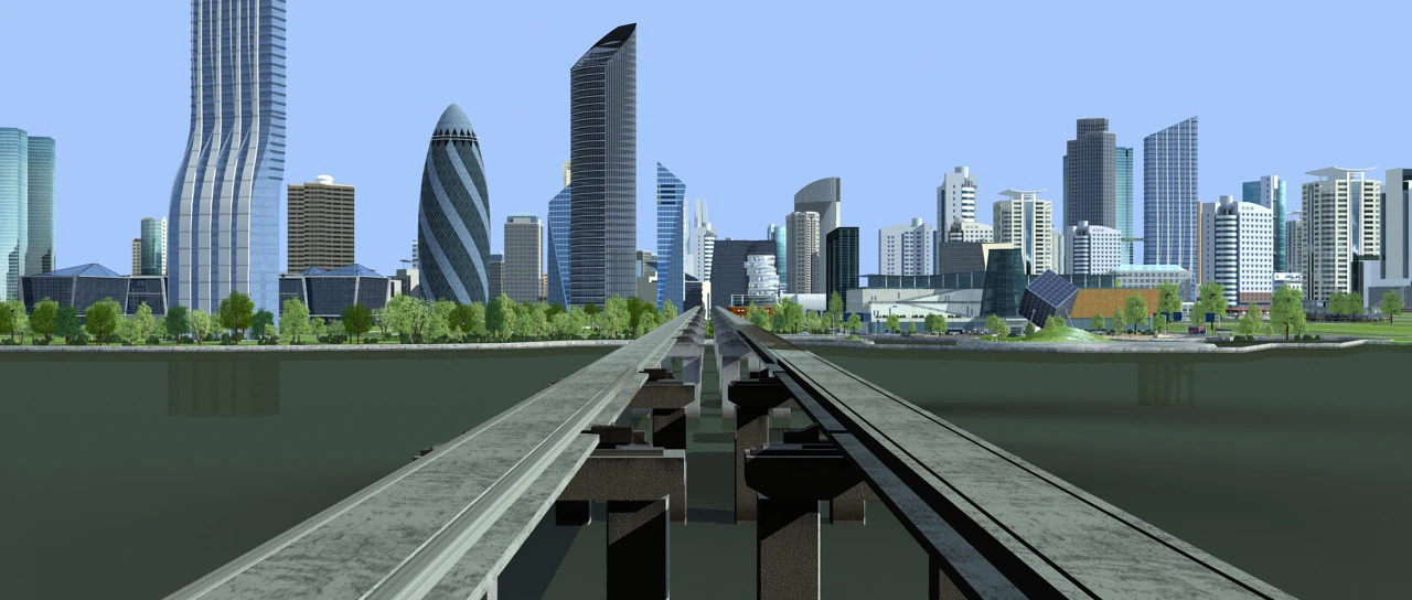 High-speed railway 3D Model .c4d .max .obj .3ds .fbx .stl .blend 