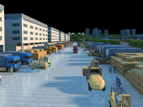 Logistics warehouse 3D Model
