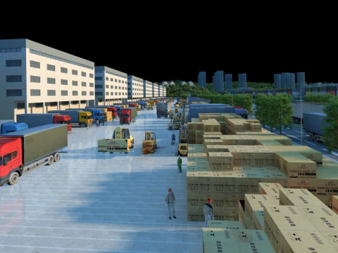 Logistics warehouse 3D Model