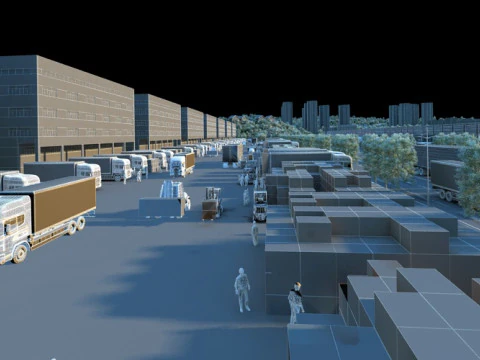Logistics warehouse 3D Model