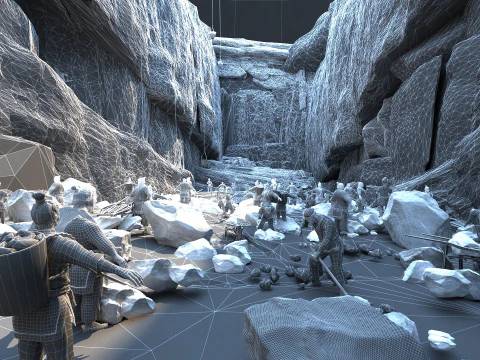 Ancient laborers 3D Model