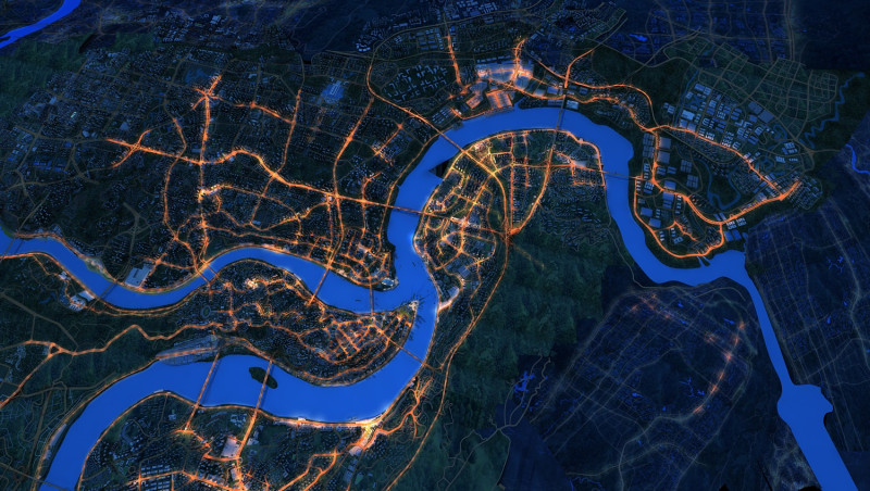 City night scene 3D Model .c4d .max .obj .3ds .fbx .stl .blend 