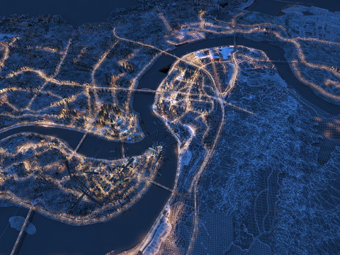 City night scene 3D Model