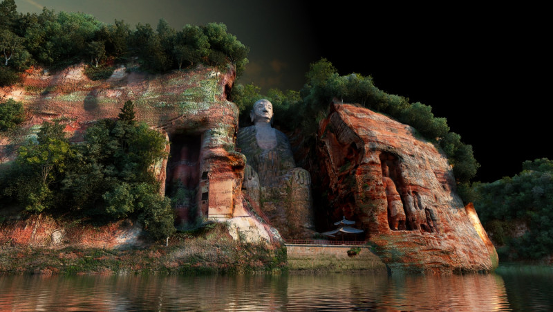 The Leshan Giant Buddha 3D 模型 .c4d .max .obj .3ds .fbx .stl .blend 