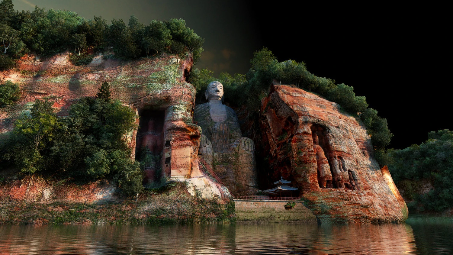 The Leshan Giant Buddha 3D Model .c4d .max .obj .3ds .fbx .stl .blend 