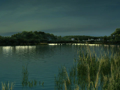 In riva al lago Modello 3D