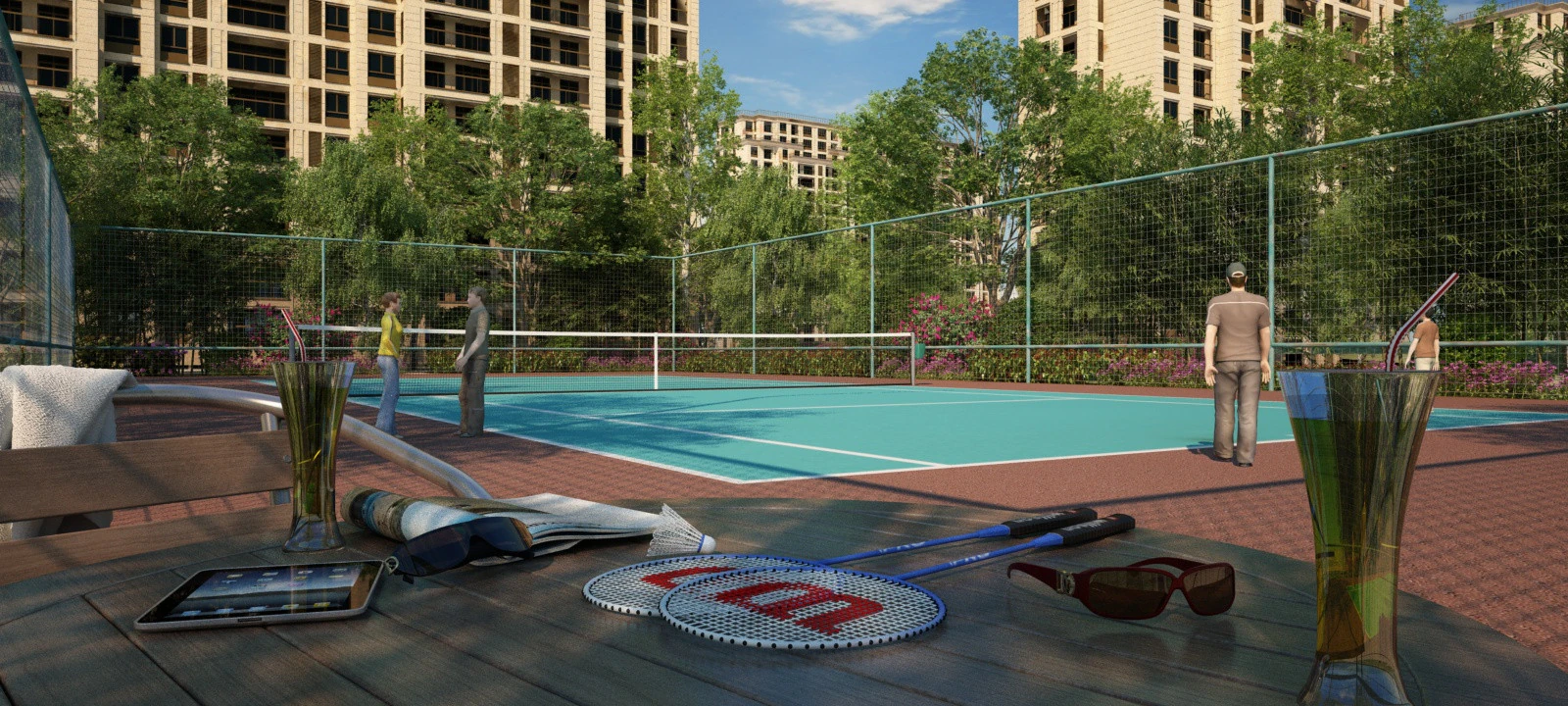 Badminton court 3D Model .c4d .max .obj .3ds .fbx .stl .blend