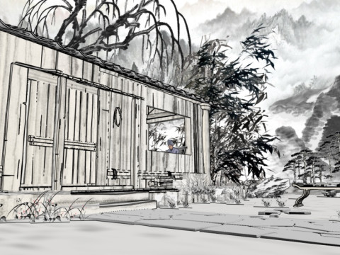 Chinese Brush Painting 3D Model