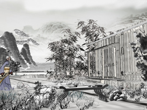Chinese Brush Painting 3D Model